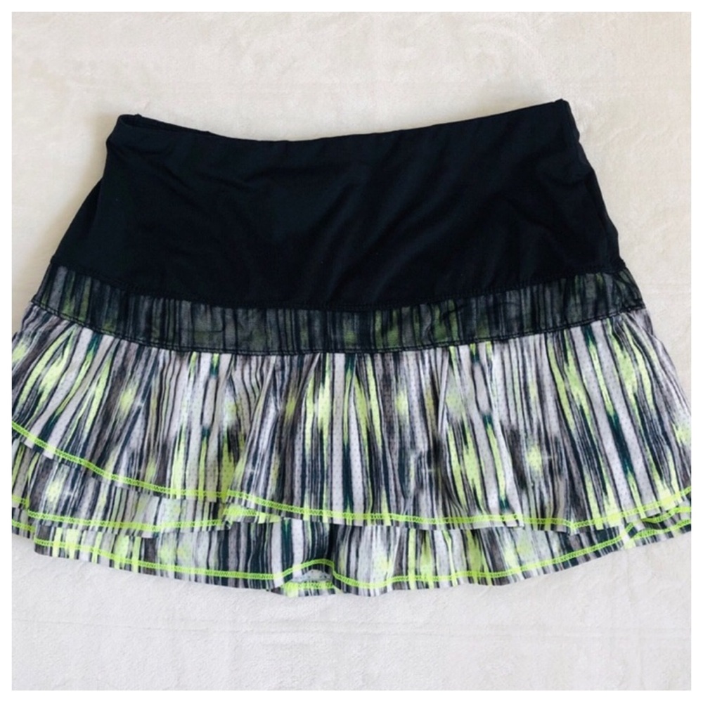 Lucky in Love Black and Neon Green Tennis/Pickleball layered Sport Skort